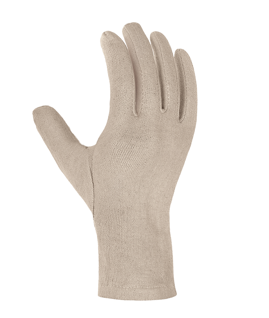 Medium-tung bomuldjersey-polyesterhandske / indsat tommelfinger 