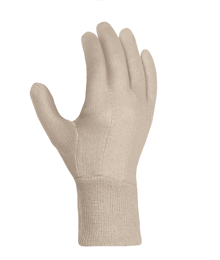 Medium-tung bomuldjersey-polyesterhandske / strikbund/ indsat tommelfinger